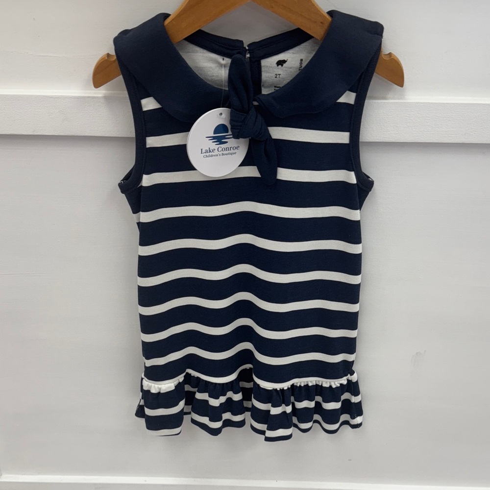 Navy and White Striped Kids Dress